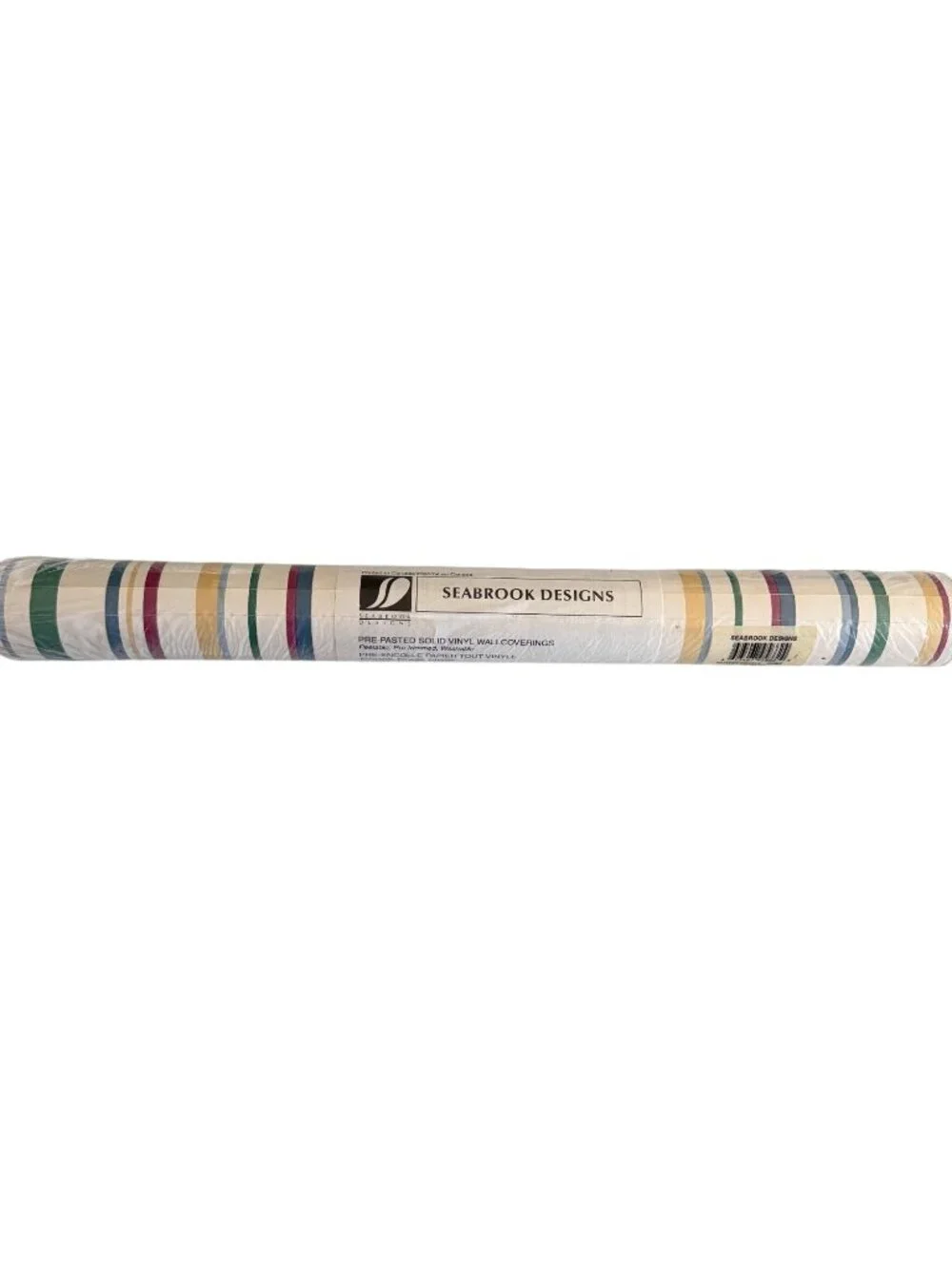Seabrook Designs Pre-Pasted Vinyl Wallpaper Roll Striped Pattern Washable CC862